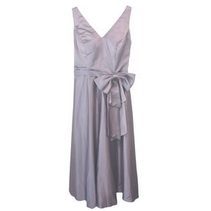 NEW Miss Veil Purple Formal Sleeveless Gown Bow Midi V-Neck Lined Sz 14 Dress